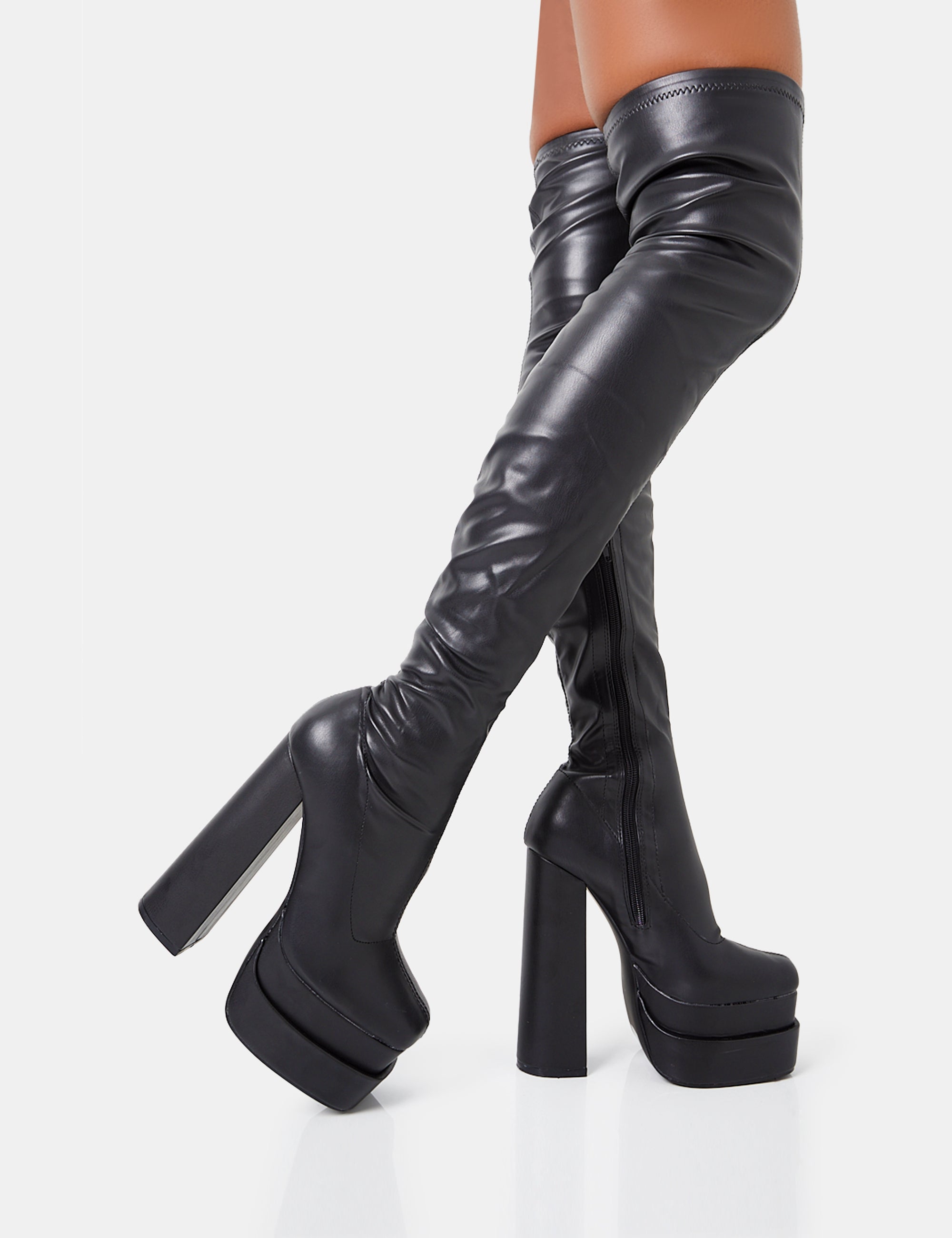 Black platform over the knee boots best sale