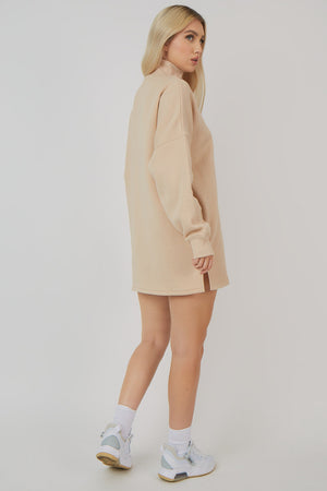 Oversize Half Zip Sweater Dress Stone