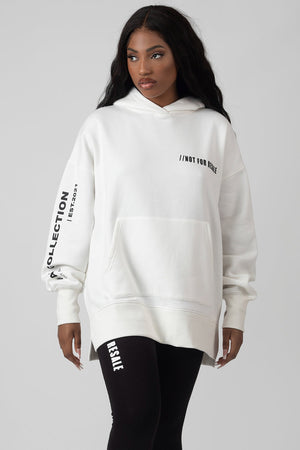 Oversized Text Hoody Ecru