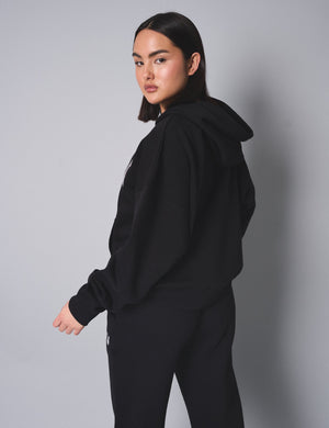 Kaiia Slogan Oversized Hoodie Black with Grey