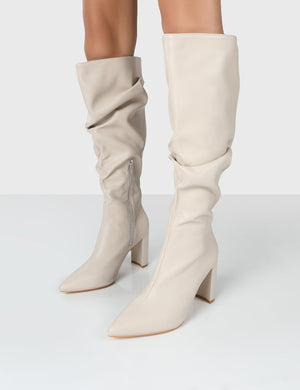Mine Wide Fit Stone PU Knee High Boots