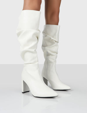 Mine Knee High Boots in White | Public Desire