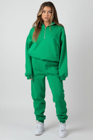 Oversized Fit Seam Front Joggers Green |