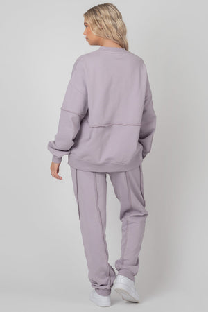 Oversized Fit Raw Edge Joggers Lilac