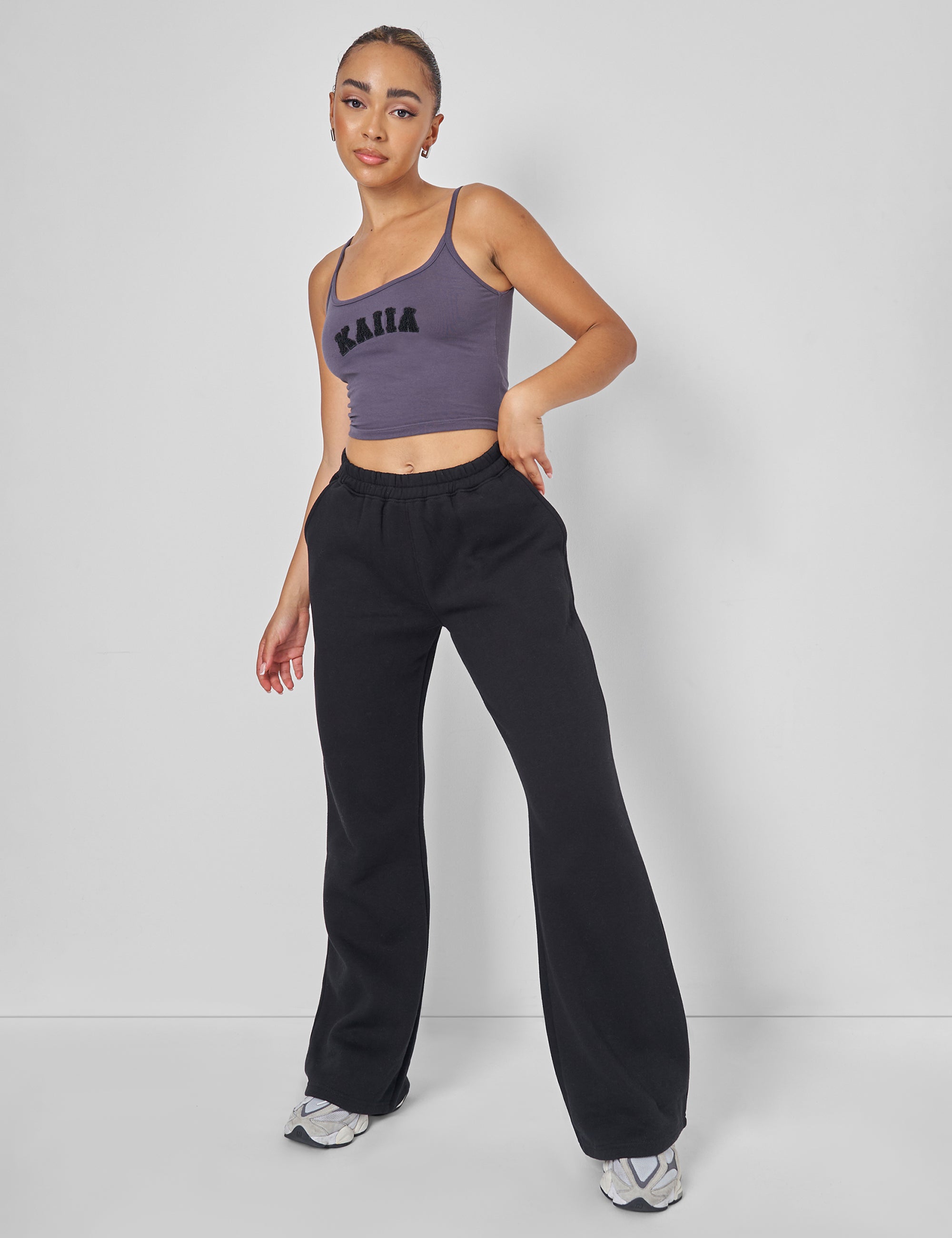 Wide Leg Sweat Pants Black