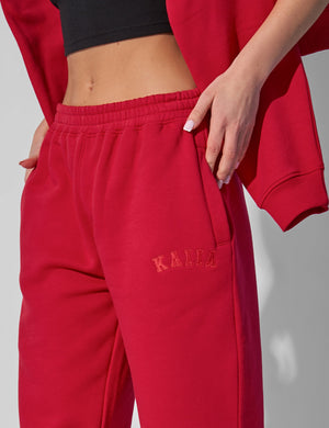 Kaiia Wide Leg Joggers Red