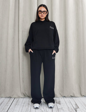 Kaiia Shadow Logo Wide Leg Sweat Pants Black