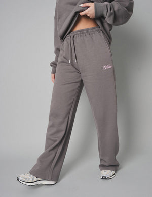 Kaiia the Label Logo Wide Leg Joggers Dark Grey