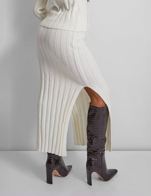 Kaiia Knitted Maxi Skirt in Cream