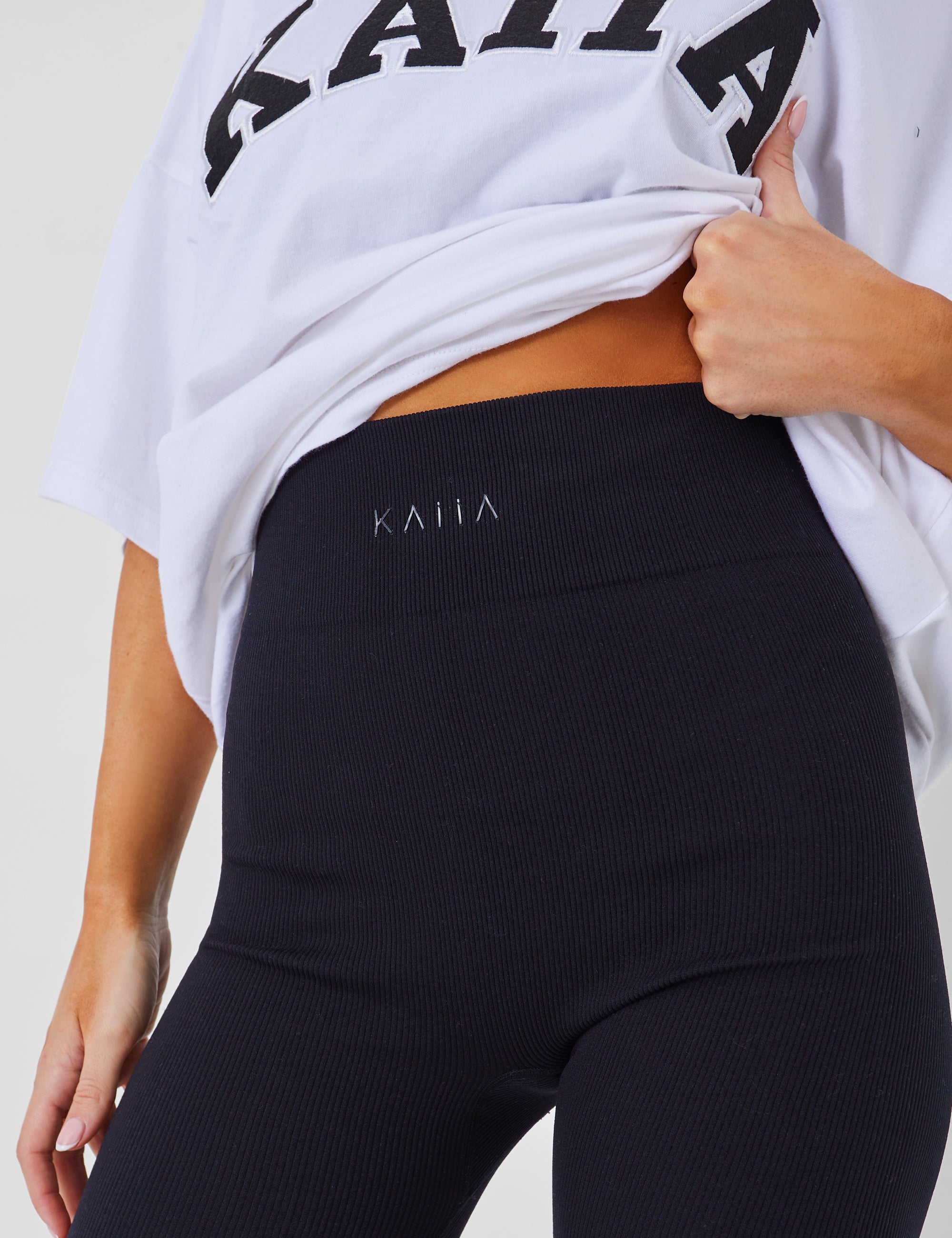 KAIIA PREMIUM RIB SEAMLESS LEGGINGS GREY