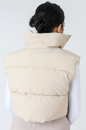 Cropped Puffer Gilet Stone