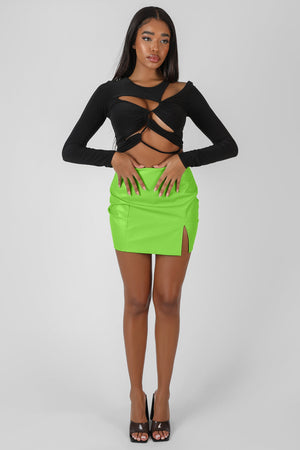 Pu Mini Skirt Green