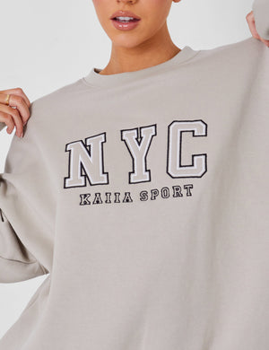 Kaiia Nyc Oversized Sweatshirt Stone