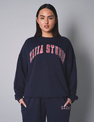 Kaiia Studio Oversized Sweatshirt Navy With Red