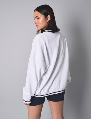 Kaiia Contrast Binding Hamptons Oversized Sweatshirt White