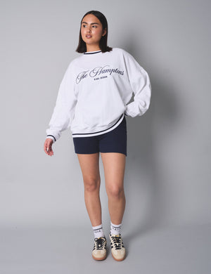 Kaiia Contrast Binding Hamptons Oversized Sweatshirt White