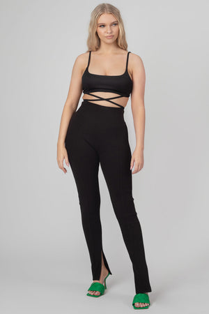 Strappy Tie Cropped Bralet Black