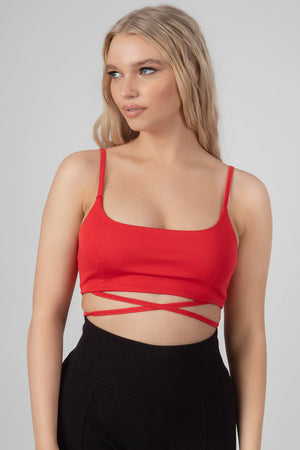 Strappy Tie Cropped Bralet Red