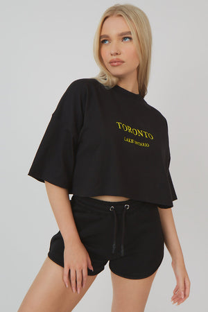 T-SHIRT WITH EMBROIDERED SLOGAN