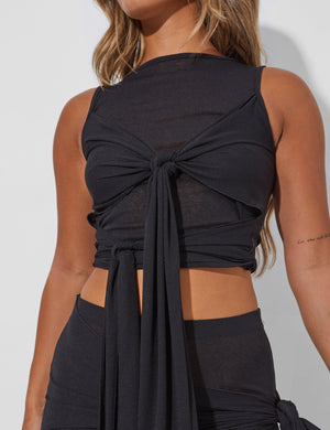 Knot Detail Tank Top Black