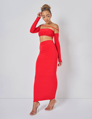 Public Desire Bardot Strappy Top Co-ord in Red