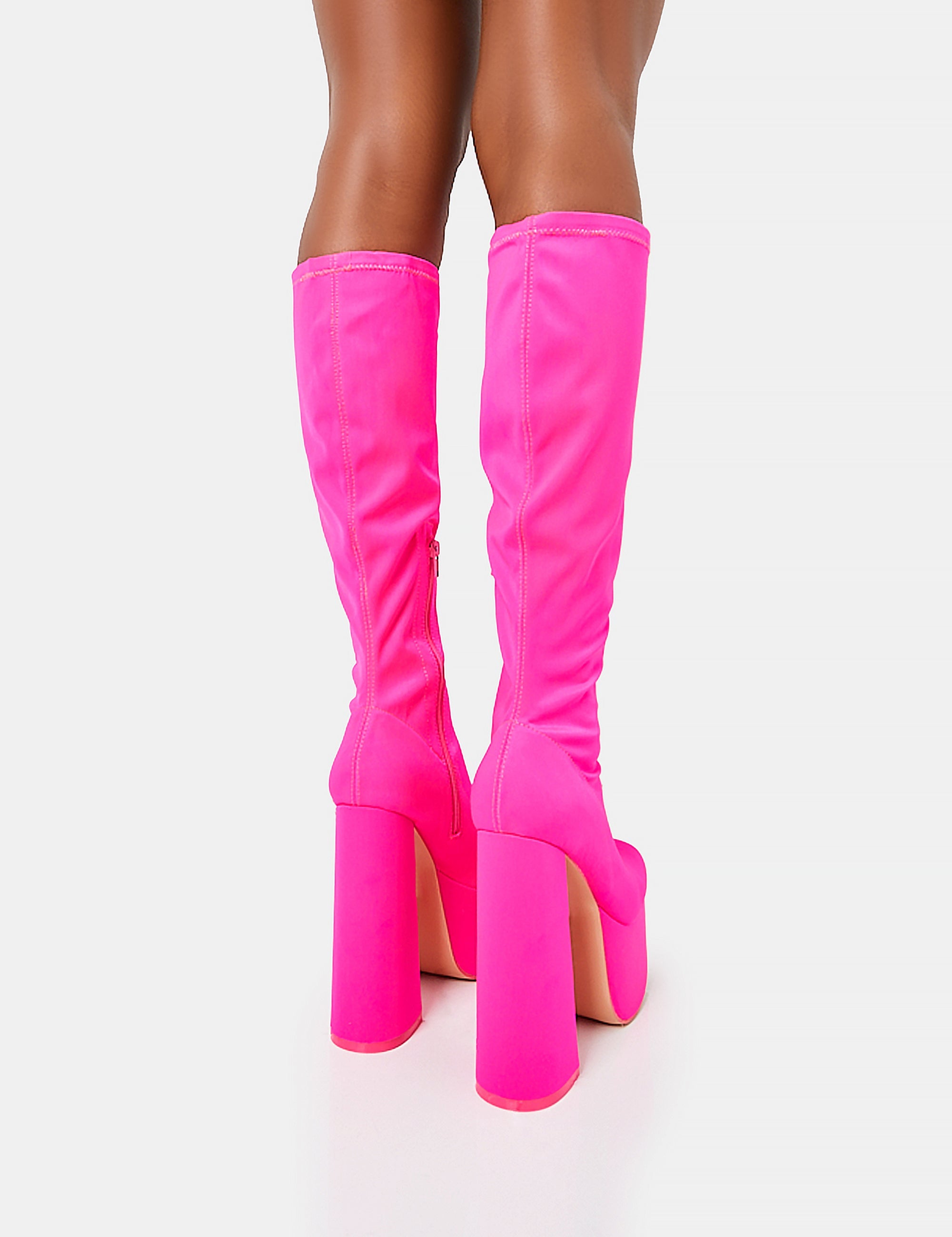Knee Boots Sweatpants And Boots Outfit Polished Hot Pink Nylon