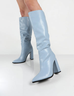 Posie Blue PU Knee High Boots