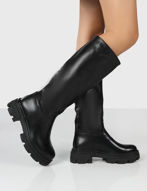 Sabrina Black Knee High Chunky Sole Boots