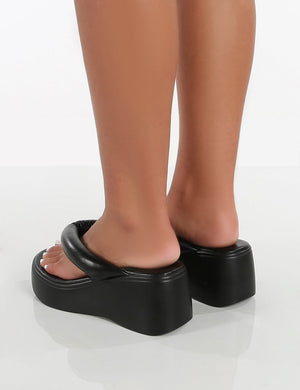 Song Black Padded Toepost Flatform Sandal