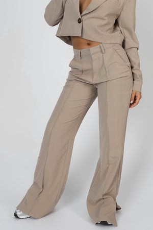 Seam Detail Relaxed Trouser Stone