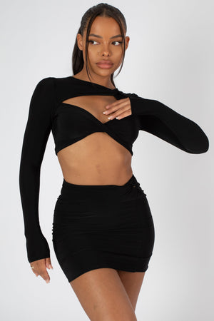 Slinky Skirt And Top Co-ord Black