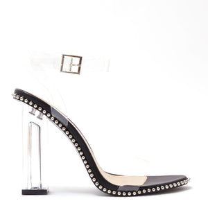 Trick Studded Clear Perspex Heels in Black
