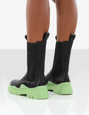 Oakley Black and Green Chunky Sole Ankle Boots