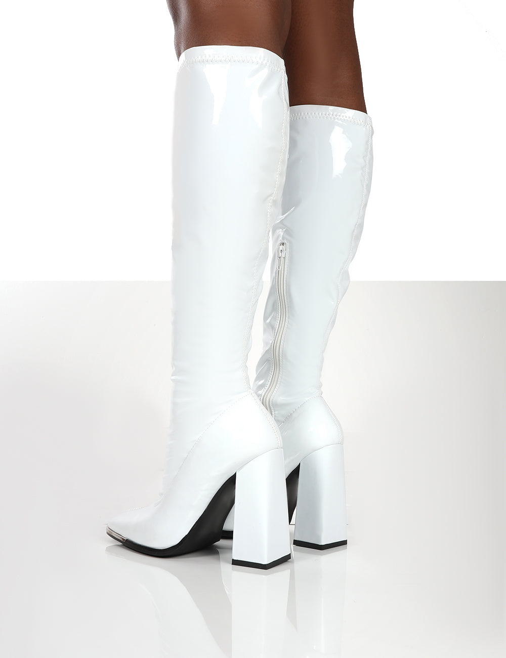 Women's Block Heeled Long Boots Solid Color Side Zipper - Temu