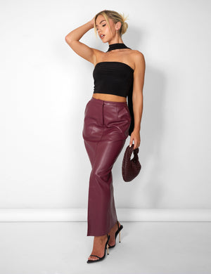 Leather look hotsell pencil skirt