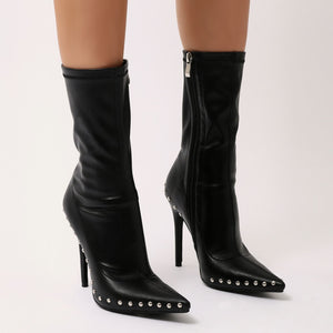 Hustle Studded Sock Boots in Black