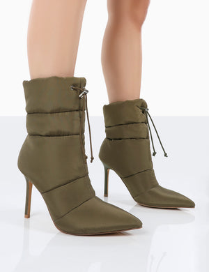 Olive green ankle booties Clearance