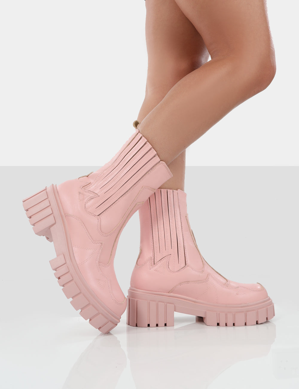 Pink chunky cheap boots