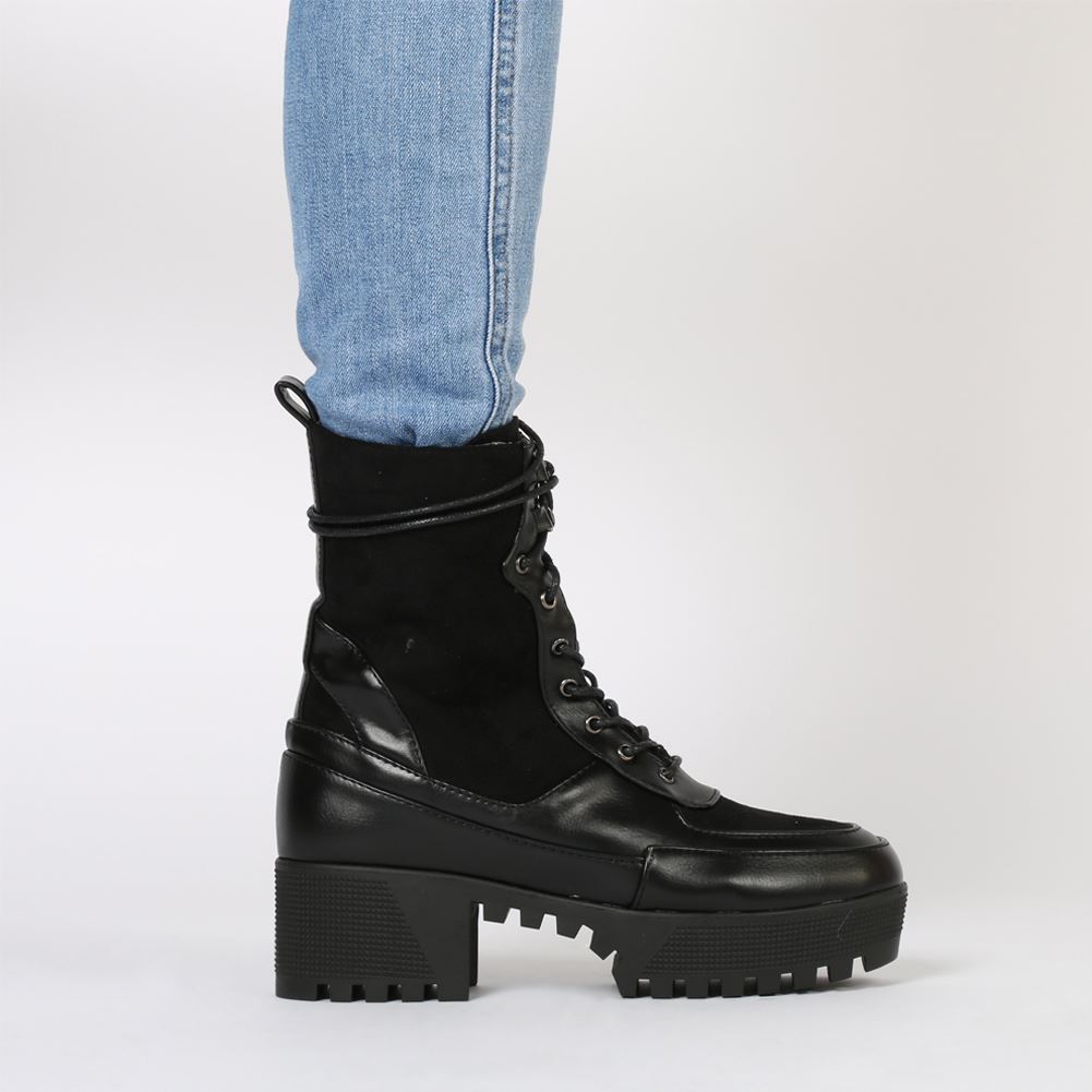 Khloe leather and sales logo combat boot