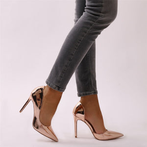 Tipsy Cut Out Court Heels in Rose Gold