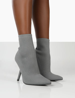 Grey pointed discount toe booties