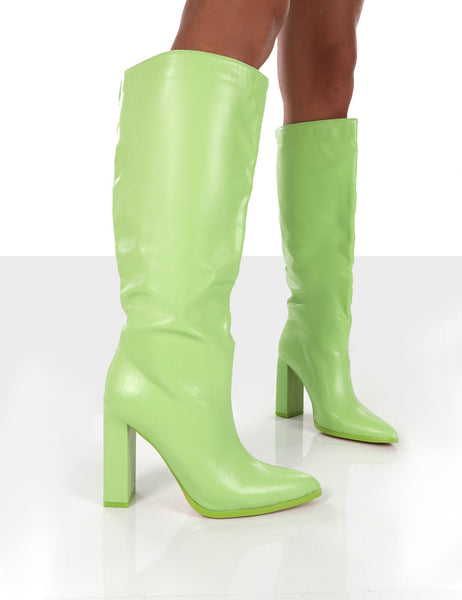 Neon green hot sale knee high boots