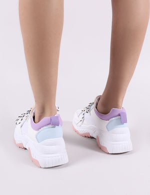Boe Chunky Trainers in White and Purple