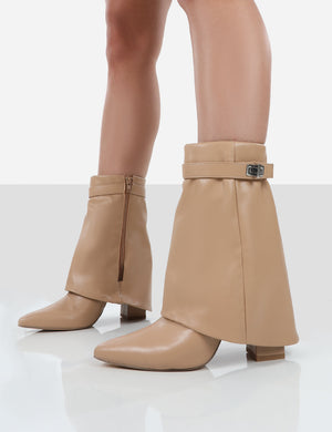 Fyre Tan Pointed Toe Heeled Ankle Boots
