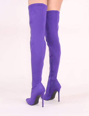 Darin' Over The Knee Boots in Purple Stretch