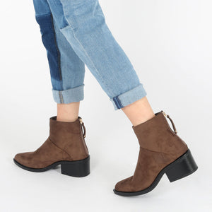 Isabella Ankle Boots in Taupe Faux Suede