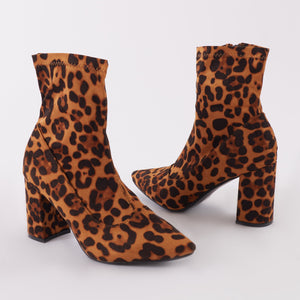 Perri Sock Fit Ankle Boots in Leopard Print