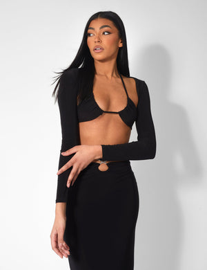 Bikini Top And Shrug Slinky Top Black