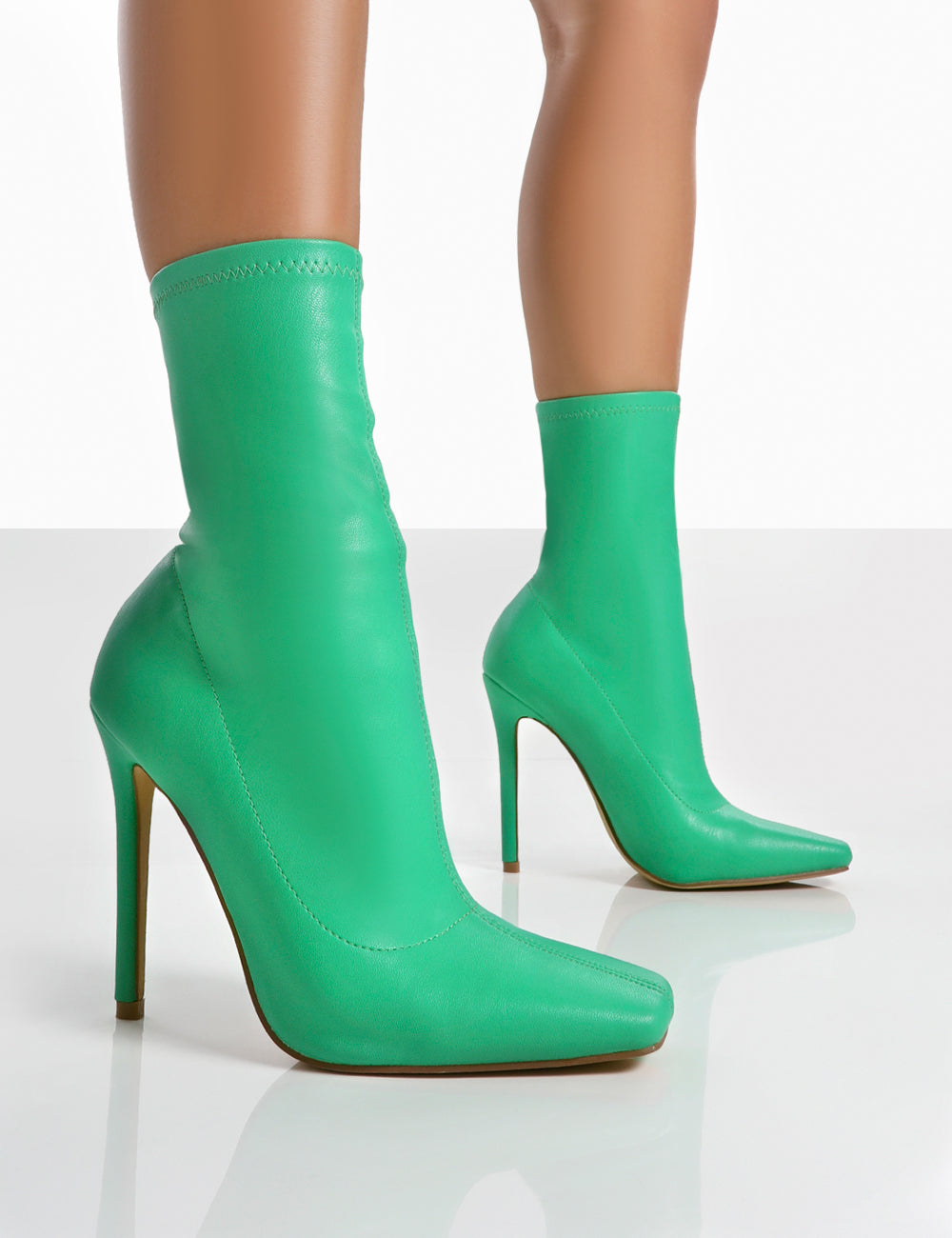 Green LASMA Printed Patent Leather High Heel Ankle Boots | i The Label – I  The Label